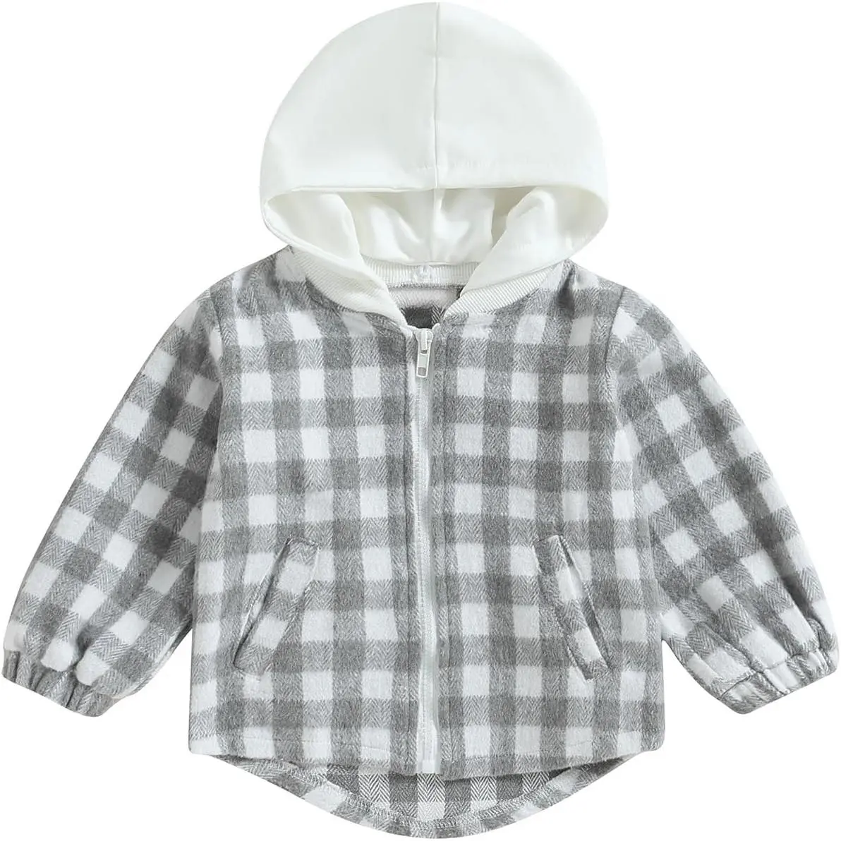 Boys' Plaid Hooded Sweatshirt, Toddler Baby Plaid Jacket Baby Boy GIrl Flannel Hoodies Zip Up Hooded Fall Winter Outerwear Coat,