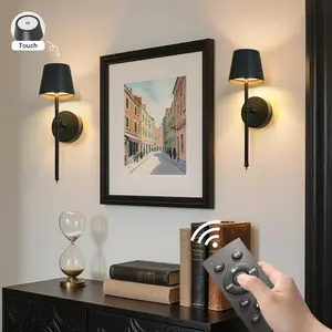 2Pcs Charging Wall Lamps, LED, No Wiring Required, 3 Color Temperatures, Touch Control with Remote, For Bedside, Living Room TV Wall, and Study Decorative Wall Lamps