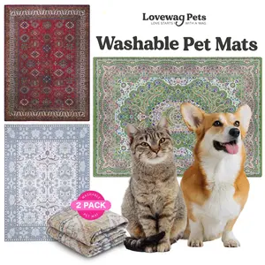 Lovewag Washable Dog Pads - Pack of 2, Eco-Friendly & Leak-Proof Design, Multi-Design Options: Peacock Garden, Merlot Majesty, Nordic Forst, Honey Harvest, 16" x 24" & 36" x 48"