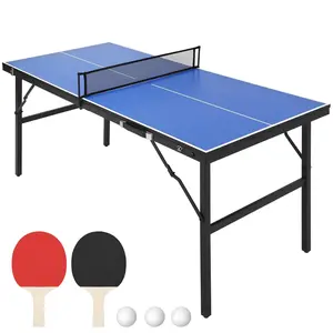 [FLASH SALE] Garvee Foldable Portable Table Tennis Table - 60x26x27.5 Inches | Indoor & Outdoor Use with 2 Paddles & 3 Balls | Aluminum Frame for Game Room, Apartment, Office