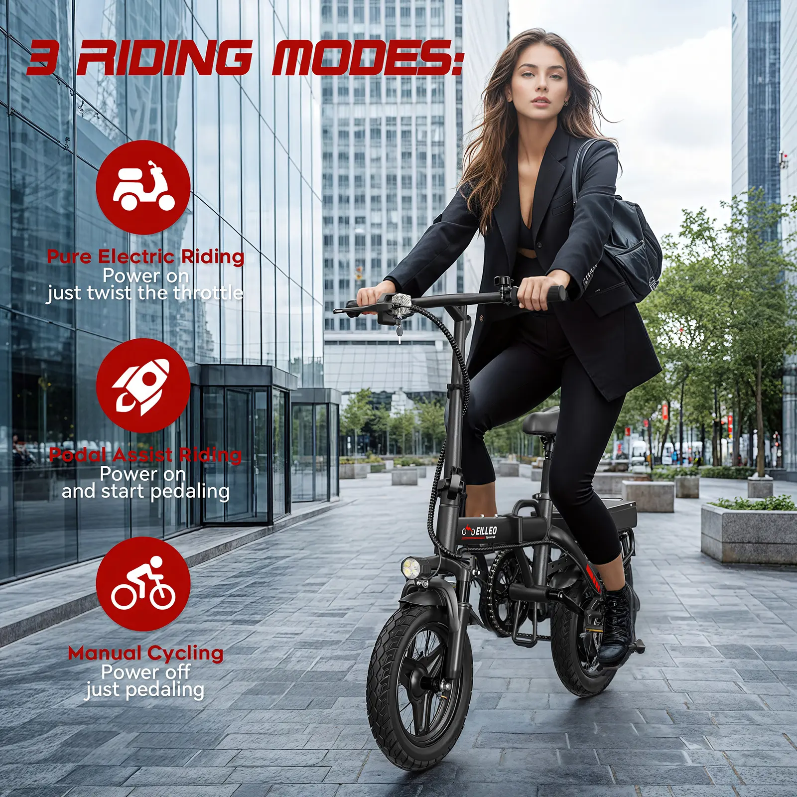 Spacewalk Folding Electric Bike for Adults,Lightweight & Compact Ebike - 500W Motor,13.7 MPH,14inch Tires. Pure Electric 17.4miles,Pedal - Assist Range 29.8miles,Ideal for Urban Riding