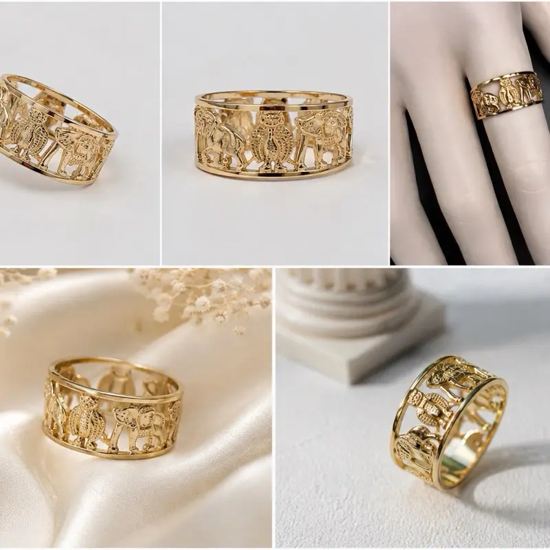 10k Solid Gold Ring with Intricate Design and Elegant Finish Elegant Fashion Rings Real Gold Rings