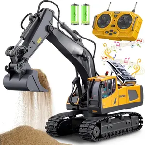Remote Control Excavator Toys, 11 Channel 1:20 RC Construction Vehicles, 680° Rotation Hydraulic Car Toys for 6 7 8 9 10 11 12 Year Old Boys Kids, RC Truck Digger Toys Christmas Birthday Gifts
