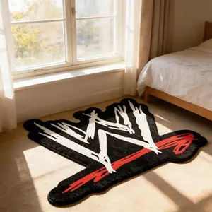 Unusual Letter Pattern Carpet Rug, Decorative Mat, Creative Letter Design, Vintage American Style Bedroom Pad, Non-Slip Low Height, Unique Letter Pattern