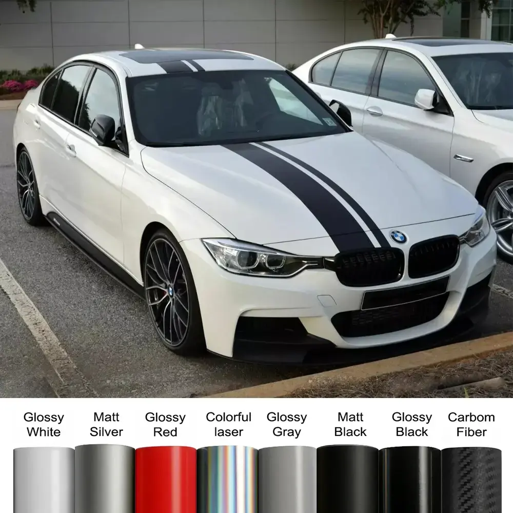 Car Hood Bonnet Roof Trunk Kit Long Racing Stripe Stickers For BMW 3 Series M3 E90 F30 G20 Vinyl Decals Auto Styling Accessories