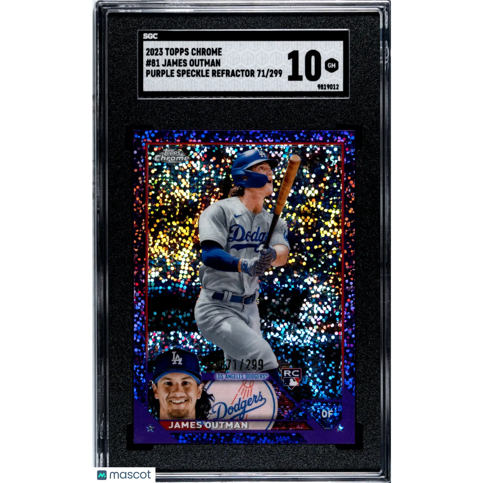 James Outman SGC 2023 Topps Chrome #81 Purple Speck. Refractor 71/299 10