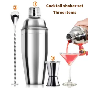 Gin and tonic shaker, cocktail shaker set of 3 pieces, 25 ounces, stainless steel professional cocktail shaker.