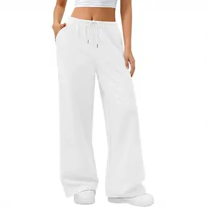 Women's Chic Wide-Leg Pants - Lightweight and Comfortable Solid Trousers for Casual Summer Outdoor Fitness