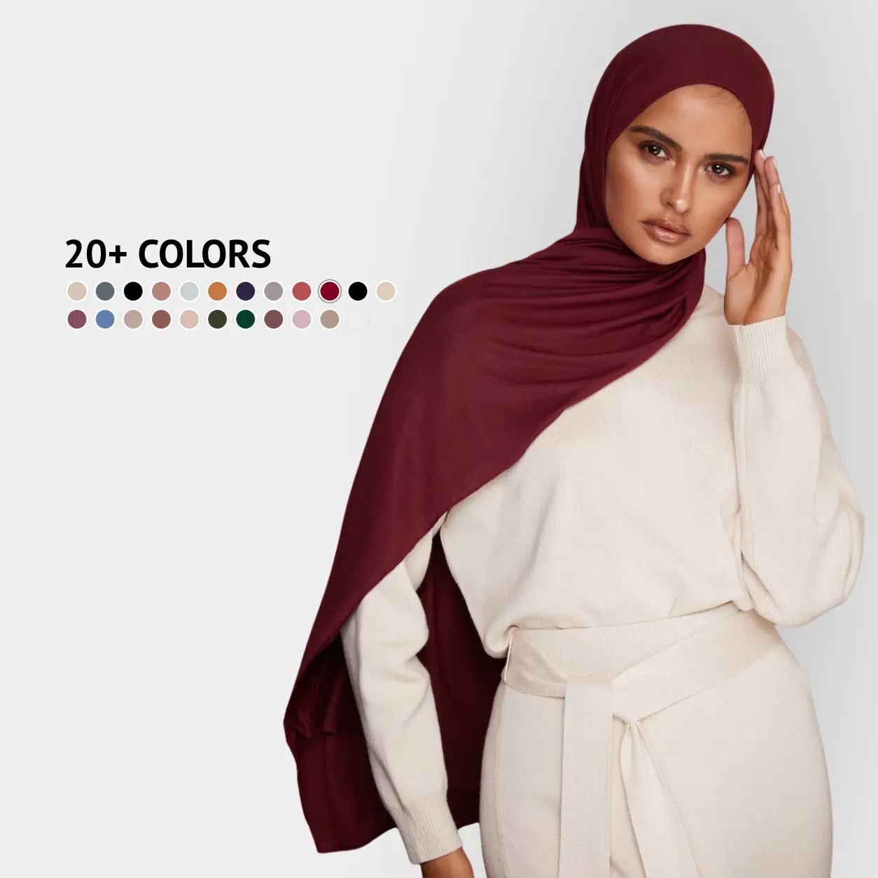 Voile Chic Premium Jersey Hijab for Muslim Women - 95% Viscose 5% Lycra Ultra Soft Stretch Head Scarf, Lightweight Long Rectangle Modest Hijab, All Season Everyday Comfort