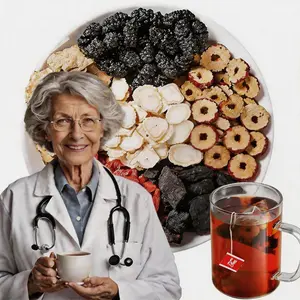 Herbal Ginseng Five Treasure Kidney Tea Blend with reddate Wolfberry, Red Dates & Natural Botanicals, Chinese Wellness Tea for Everyday Energy, Office Breaks, Relaxing Evenings & Summer Drinking