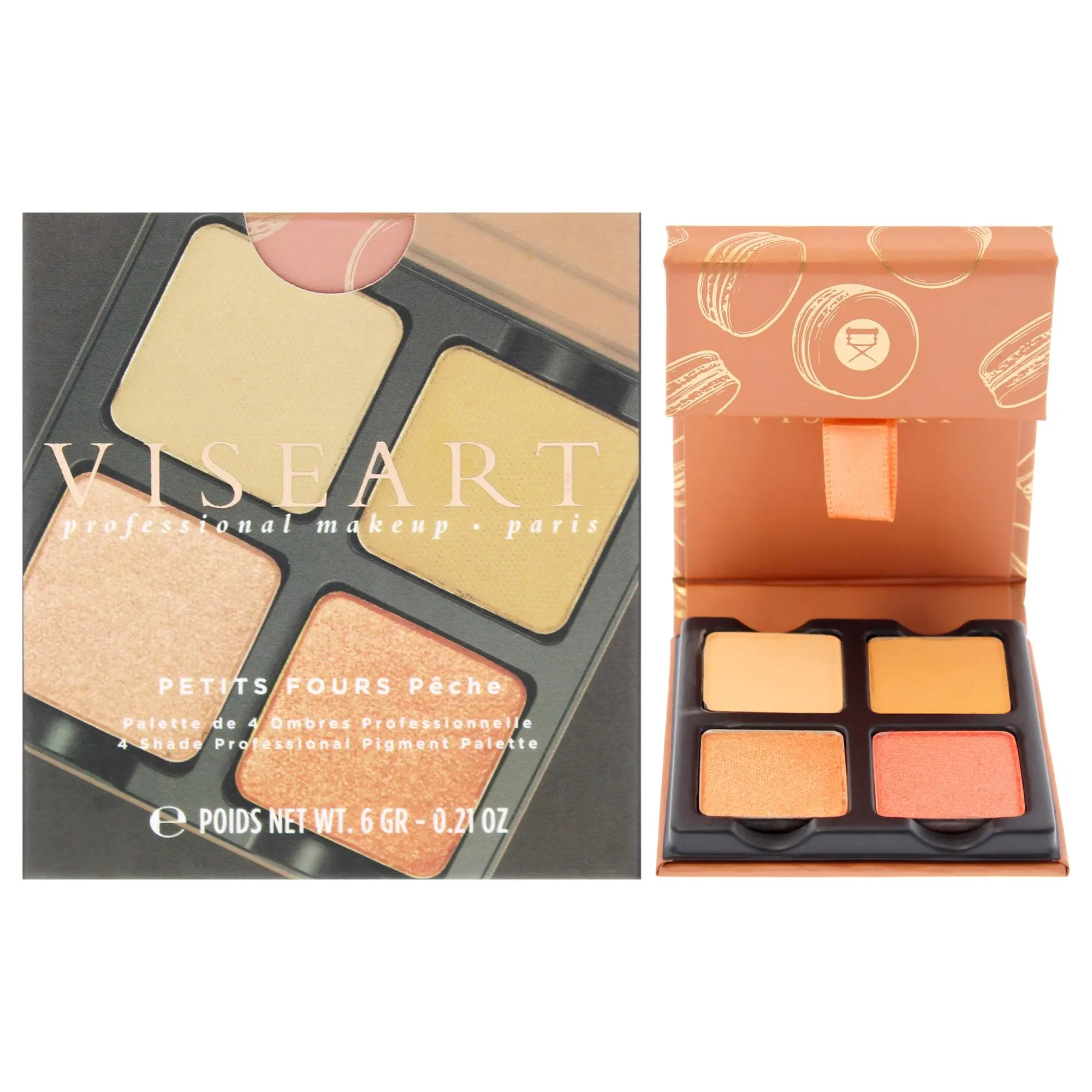 Viseart Paris Petits Fours Peach Makeup Eyeshadow Palette for Women - 0.21 oz Eye Shadow