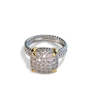 Spectacular Dual Tone Ring 925 Sterling Silver 14 Golg Plating