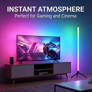 LED Corner Floor Lamp, Color-Changing Ambient Light with Tripod Base, Music Sync Control, Ideal for Game Room, Living Room, Bedroom, Holiday Decor
