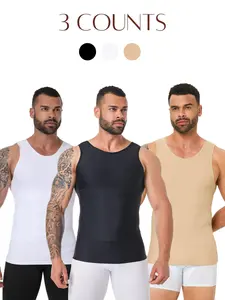 Men's Solid Color Compression Shapewear Tank Top, High Stretch Sleeveless Shaper Vest, Tummy Control Shapewear for Men, Shapewear Garment