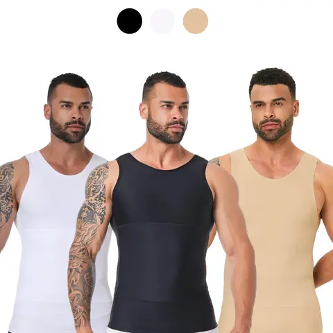 Men's Solid Color Fitted Shaping Compression Shapewear Tank Top, High Stretch Sleeveless Shaper Vest, Tummy Control Shapewear for Men, Shapewear Garment, Shapewear Tops