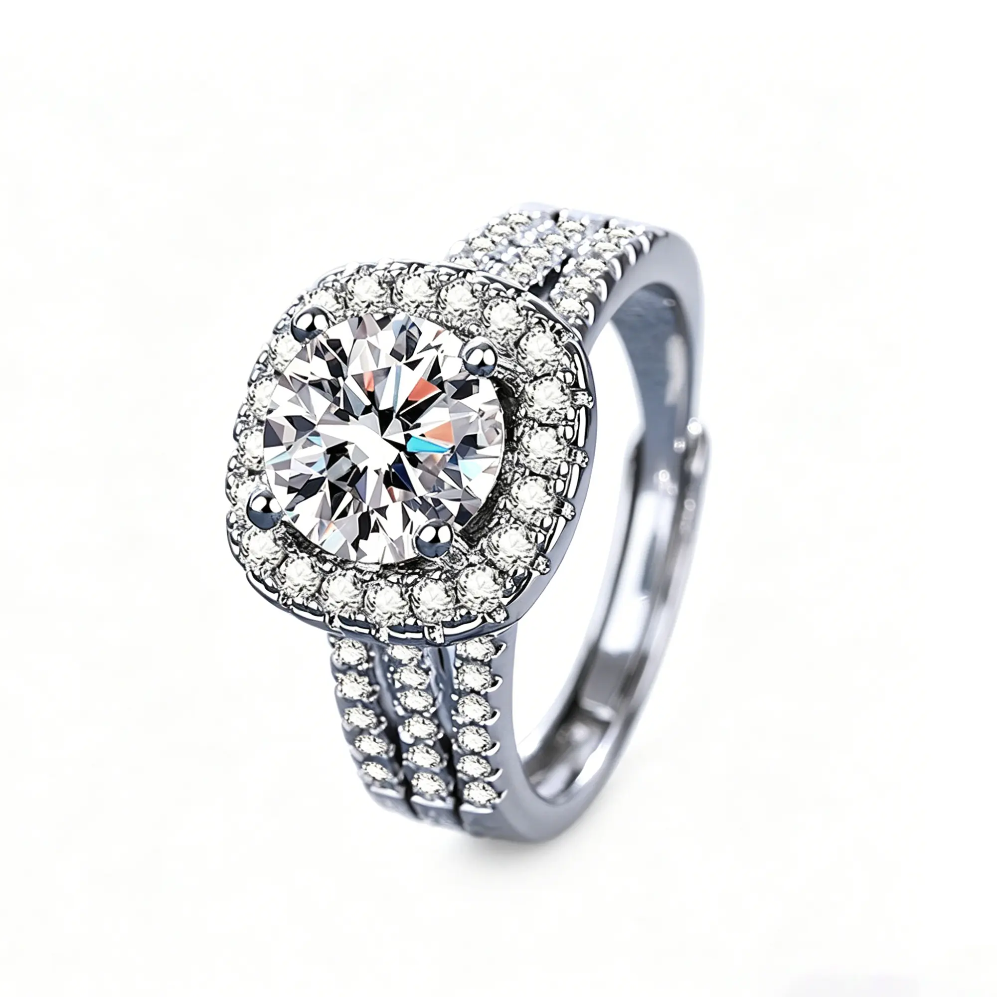 Viral 2ct Square Baguette CZ Ring - 925 Sterling Silver, Adjustable Unisex Statement Ring for Men & Women, Light Luxury Gift for Couples