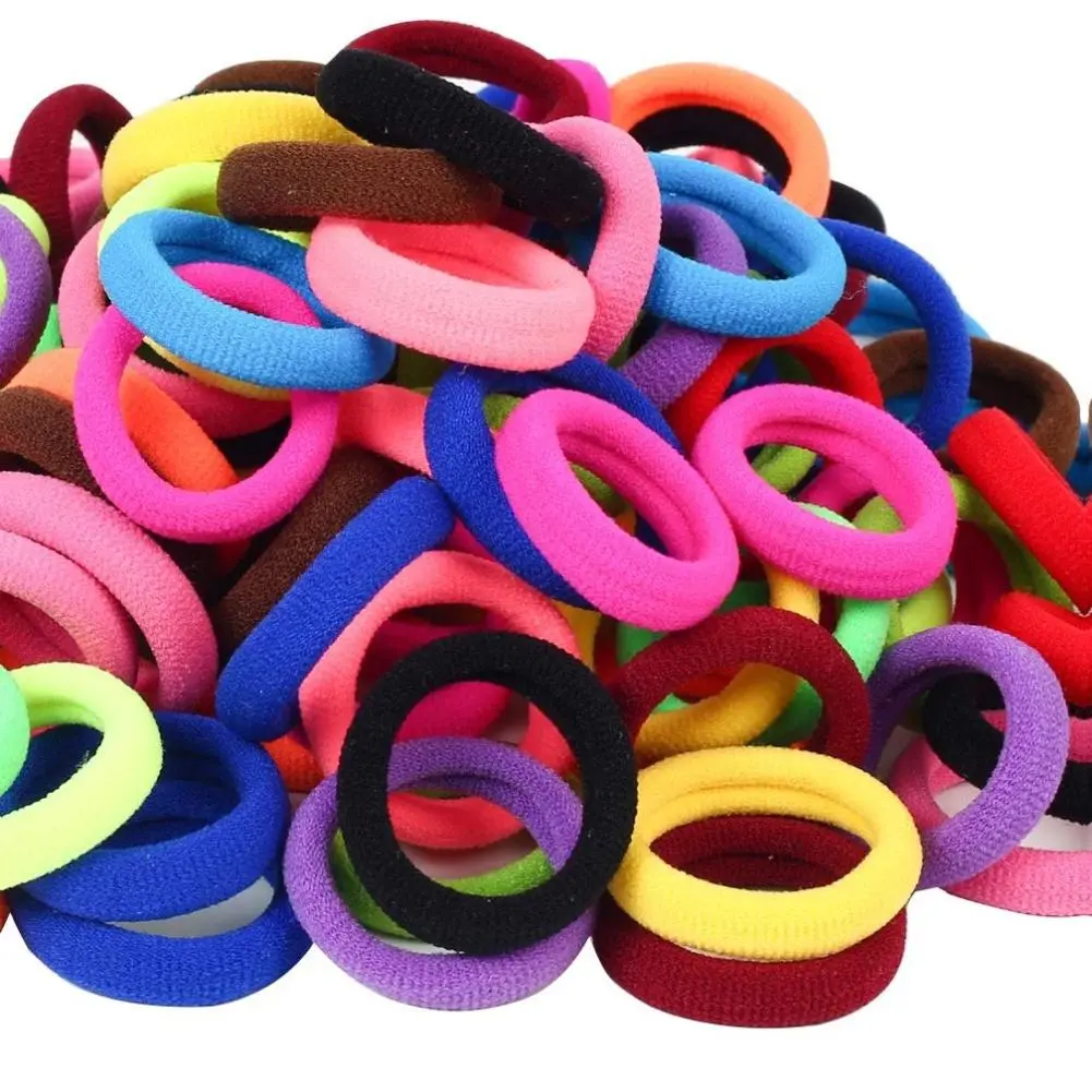 Dog & Cat Elastic Hair Accessory Bulk Bag - 120 Pcs Cotton Seamless Bands, Colorful Stretchable Ponytail Holders, Fits Thick, Thin, Curly Pet Hair