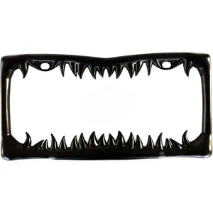 Shark Tooth License Plate Frame - Universal Metal Jaws Design for Cars, Trucks & SUVs | Cool Automotive Accessory