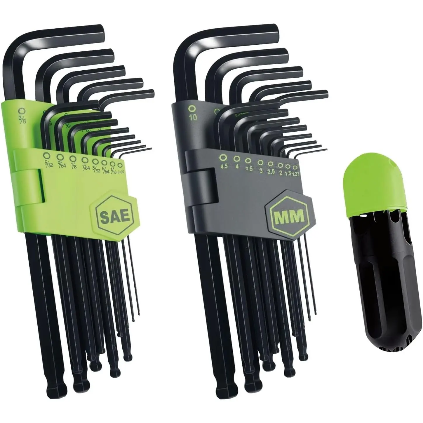 27-Piece Metric & SAE Ball End Hex Key Allen Wrench Set - Long Arm Chrome Vanadium Steel, Anti-Rust, Bonus T-Handle, for DIY Projects, Automotive Projects, Home Mechanical Repairs