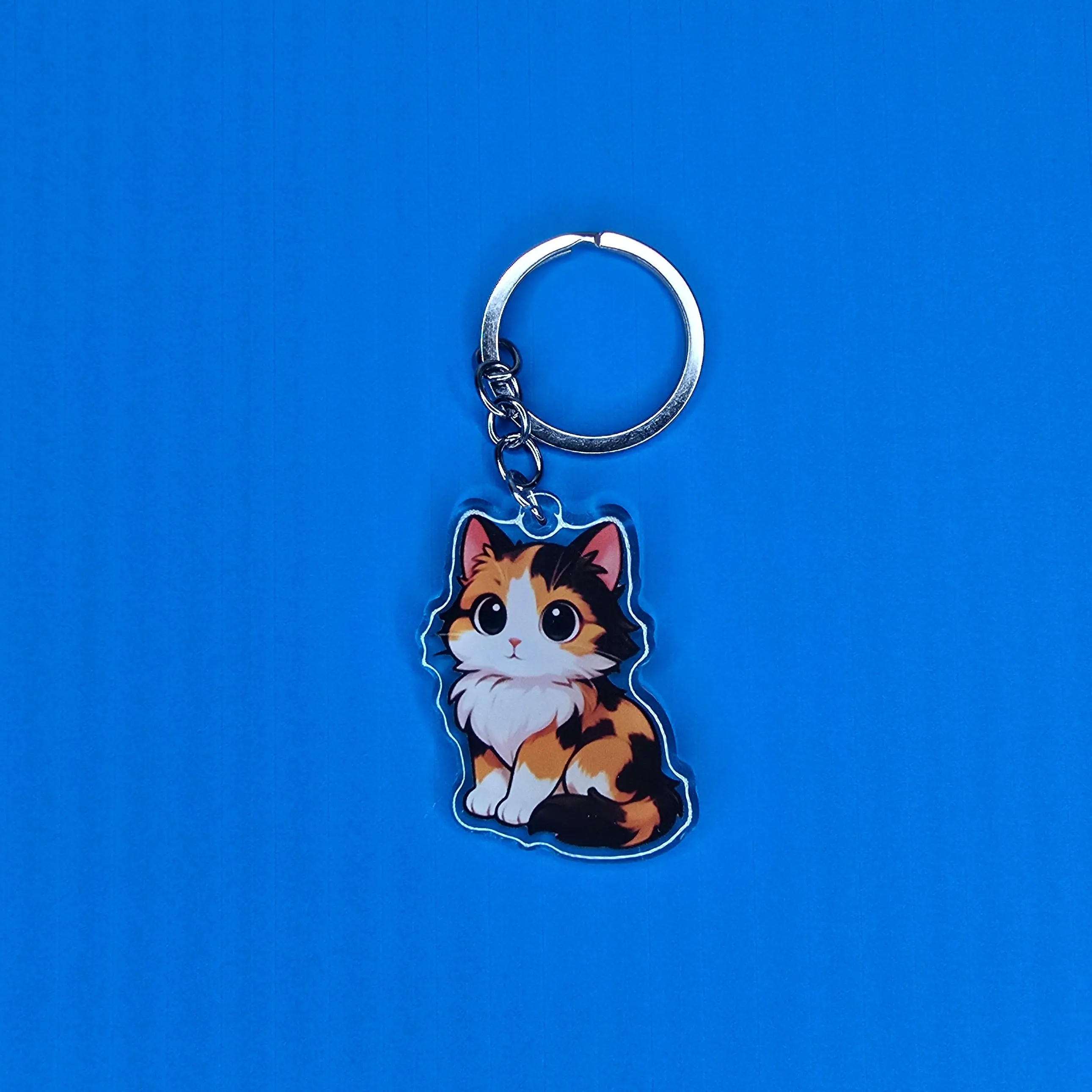 Calico Tricolor Cat Kawaii Style - keychain