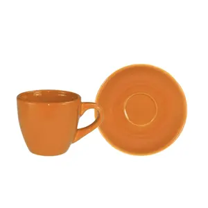Custom Personalized 3.5 oz Orange Espresso Cup with Saucer Set