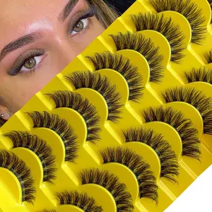 Clear Band Cat Eye Design False Eyelashes, 10 Pairs Natural Look Volumized Strip False Lashes for Women