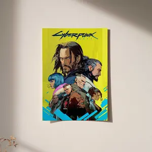 Cyberpunk 2077 Decorative Painting Canvas Poster (Unframed) Polyester Vintage Game Wall Decor Canvas Painting Unframed HD Polyester Print