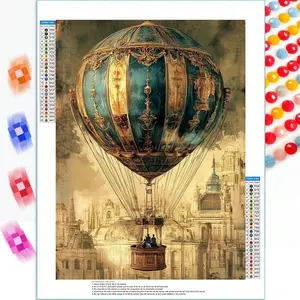 A Diamond Painting Kit with Multiple Size Options (30X40 Cm, 40X50 Cm) Baroque Style Hot Air Balloon Italian Suitability Design, Fully Drills Round Mosaic Handmade Art, Perfect for Home Decor Birthdays Gifts, Unique Creative Ideas,Frameless