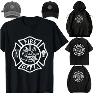 Fire Department Logo Uniform Fireman Symbol Firefighter Gear T-Shirt，Casual Short Sleeve Crew Neck T-shirt for Spring, Fashion Women's Top for Daily Wear，Sweatshirt, Hoodie，Unisex，For children