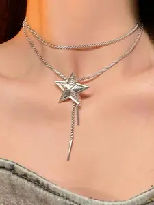 Y2K Style Drawstring Star Long Necklace, Unique Twisted Design for Women, Party/vacation/daily Wear, Trendy Statement Jewelryaccessory