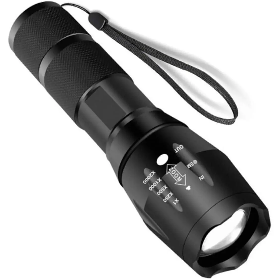 High-Power T6 Wick LED Flashlight - Durable Aluminum, High Lumens, Adjustable Focus, Waterproof, Large Lamp Head, Battery-Powered, Portable, Multifunctional Outdoor Emergency Light for Hiking, Camping