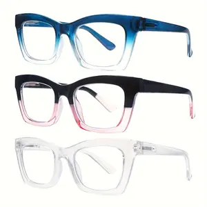 3-Pack Fashionable Women's Reading Glasses Blue Light Blocking Computer Square