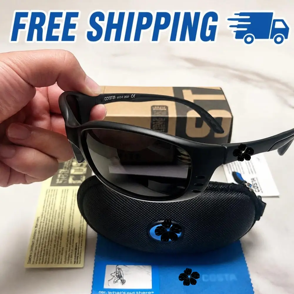 [Full Package] Del Mar Polarized Blue Mirror Sunglasses, Men's Outdoor Fishing Boating Sports Glasses UV400 Protection Shades
