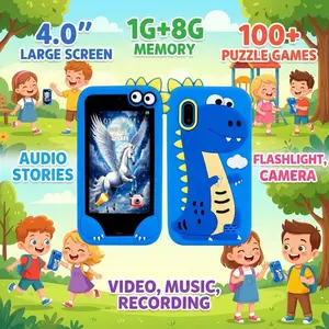 KGG 4.0'' Touch Screen Kids Toy Phone 1G+8G Leaning Puzzle Game For Children Dual Cameras Children Birthday Gift Phone Toy 1200Mah