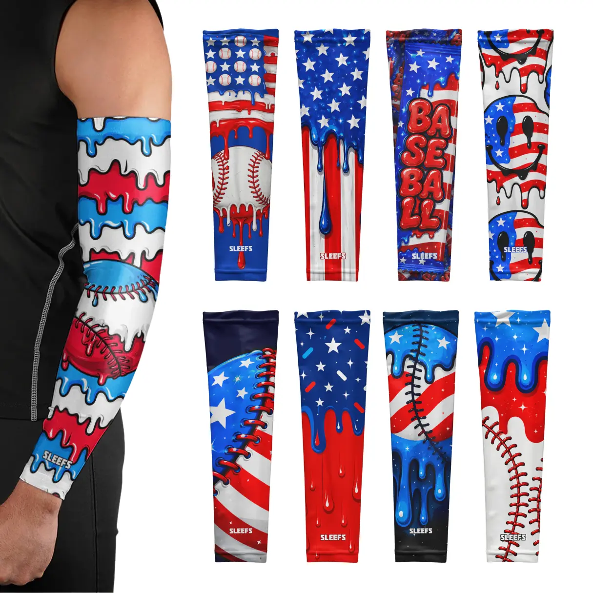 SLEEFS USA '26 Drip Sports Arm Sleeves Collection, Sports & Outdoor Support Accessories