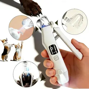 Abs Dual-Function Pet Electric Nail Grinder Trimmer, Paw Trimmer, Rechargeable LED Light Visible Blood Line, Cat Dog Grooming Supplies