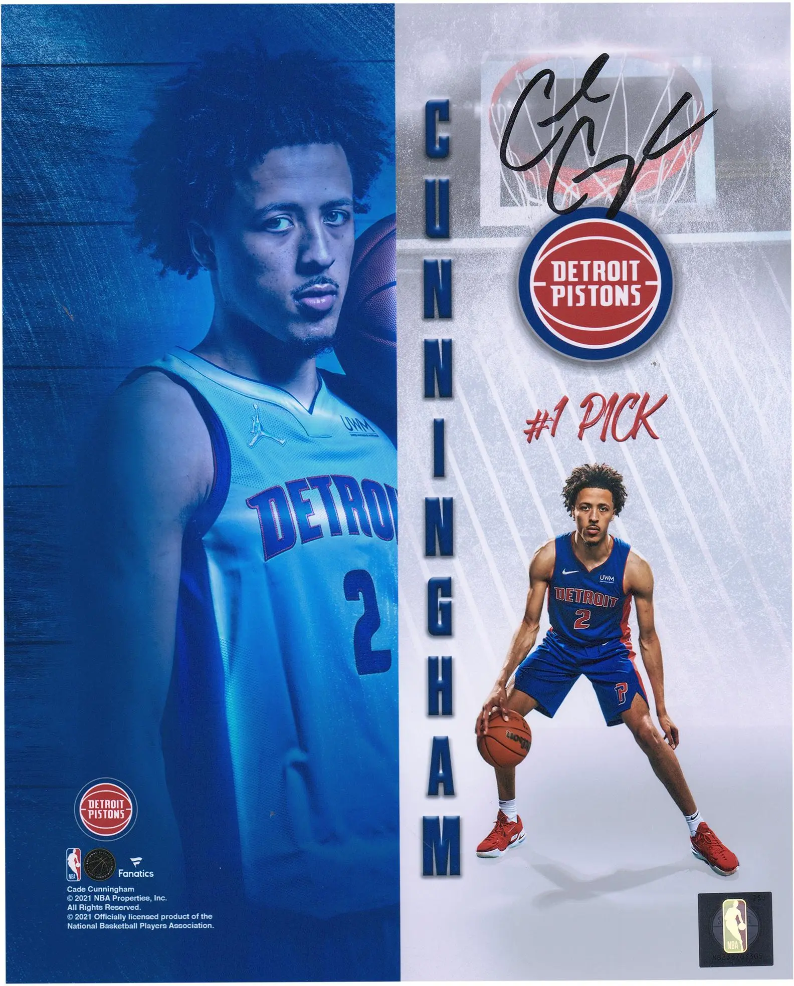 Cade Cunningham Detroit Pistons Autographed 8" x 10" Rookie Photoshoot Photograph - Fanatics Authentic Certified