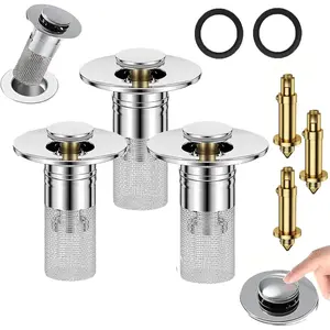 Stainless Drain, Sink Drain Strainer with Removable, Sink Stopper Hair Catcher, Shower Drain Plug for Us,Bathtubs (3PCS)