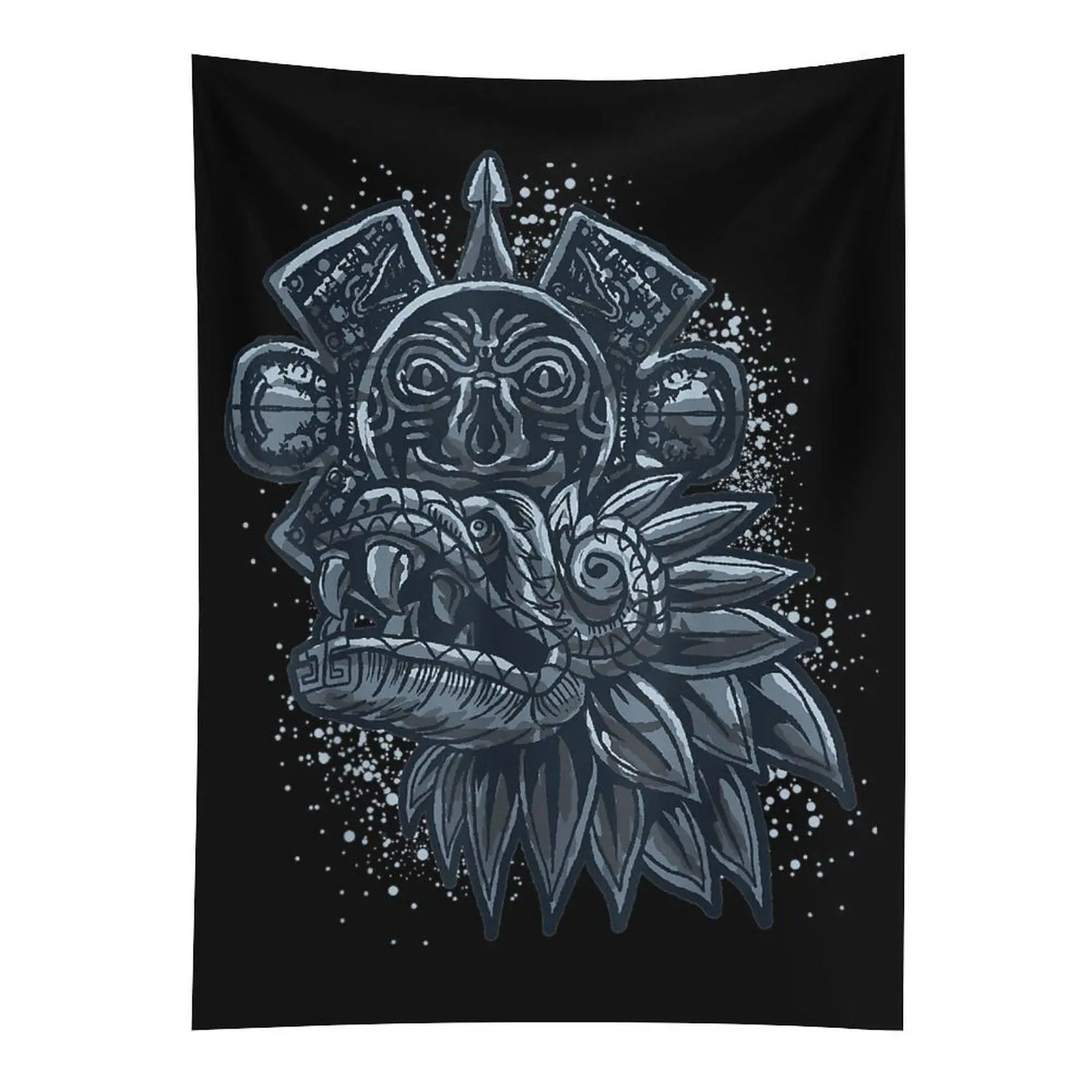 Quetzalcoatl Aztec God Wall Tapestry, Snake Dragon Mayan Inca Wall Hanging, Cultural Bedroom Decor