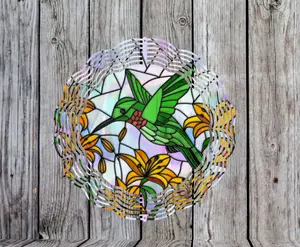 Hummingbird Stained Glass Windspinner