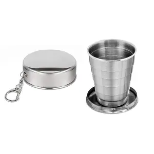 Collapsible Shot Glass with Lid - 8.7Oz  Stainless Steel Travel Shot Glasses, Rust & Bend Resistant, Keychain for Easy Portability - Collapsible Cups for Traveling, Fishing, Camping