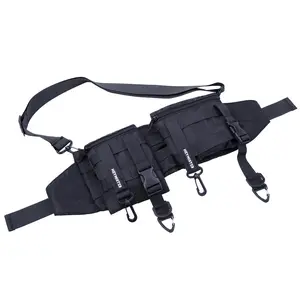 Bag3 Niepce Black Streetwear Fashion Tech Messenger Bag with Shoulder and Belt Straps