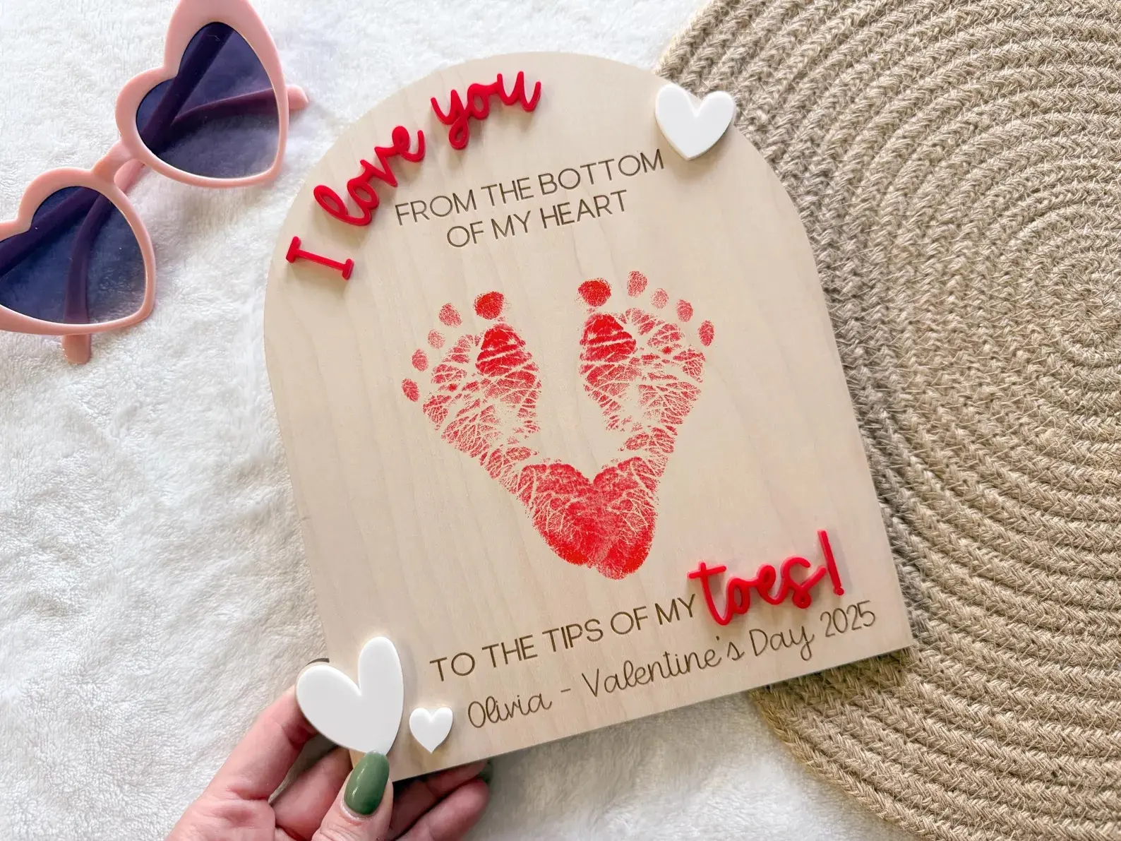 Baby Handprint & Footprint Valentine Keepsake Board | First Valentine’s Day Gift