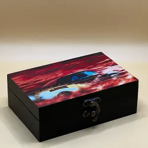 Chevy Custom Memory Box - Wooden Cover Organiser for Gift and Decorative Use Container Felt Print