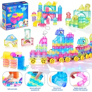 JOYSPOT Soft Jelly Building Blocks, Squishy Multi-color Stacking Building Blocks Toy Set, Non-toxic Sensory Tactile Play Toy Safe Squeezable & Stretchable Fun, Puzzle Blocks for Kids Early learning Preschool STEM Creative Construction Bath Toy Age 3+ tikt