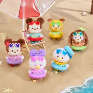 MICKEY&MINNIE Summer Swim Ring Series Plush Charm Blind Box, Cute Cartoon Design, Vacation Style Soft Stuffed Pendant, Perfect Children’s Day Gift For Kids & Girls, Lovely Bag Accessory, Adorable Collectible Doll For Daily Decoration And Surprise Gifting