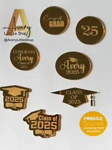 Personalized Graduation Cupcake Topper Cake Decoration Acrylic Mirror Cupcake Topper