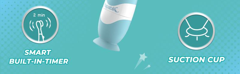 Papablic Debby Toddler Sonic Toothbrush 1-3Y with Smart LED Timer Dino Cover 4 Brush Heads 18000 Vibrations Per Minute Fun & Effective Oral Hygiene, Lightweight Daily Cleansing