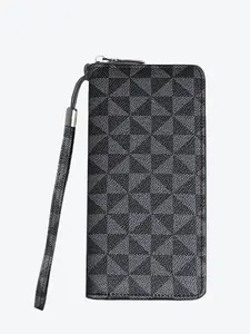 19.5cm Geometric Pattern Handheld Bag Wallet Wristlet, Stylish Business Chic with Phone Compartment + 8 Card Slots, Dual Mode with Wrist Strap for Office Use