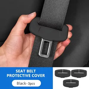 3pcs Car Seat Belt Buckle Protector Covers, Silicone Anti-Collision Cases, Universal Safety Belt Clip Protection, Vehicle Accessories